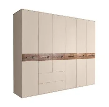 Шкаф 6-ти дверный с ящиками, Bogemia Wood Wo (Ваниль/Хром) БМШ2/61(Wo)