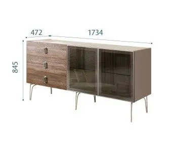 Комод 1.6м Bogemia Wood Fa (Мокка) (Novabuk/Хром) БМКМ-4(Wo)[5]