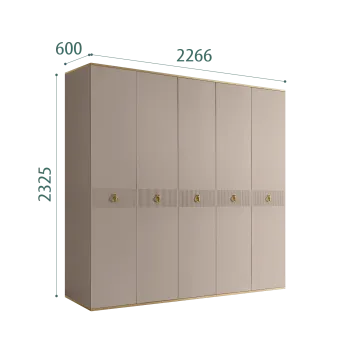 Шкаф 5-ти дверный Римини СОЛО (Мокка/Золото) РМШ2/5(s)