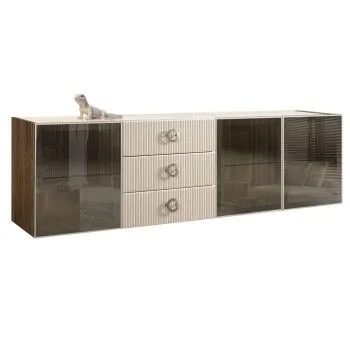 Комод 2.1м Bogemia Woodline Fly Fi (Слоновая кость) (Lakobel/Хром) БМКМ-5[5]