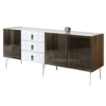 Комод 2.1м Bogemia Woodline Fa (Белый) (Lakobel/Черный) БМКМ-5[5]