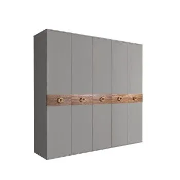 Шкаф 5-ти дв. Bogemia Wood Fi (Серый/Золото) БМШ2/5(Wo)
