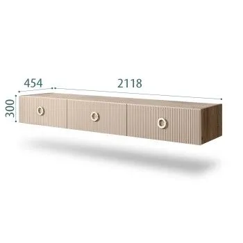 Тумба телевизионная 2.1м Bogemia Woodline Fly Fi (Ваниль) (Novabuk/Золото) БМТ-2