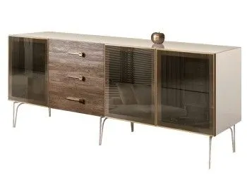 Комод 2.1м Bogemia Wood Wo (Слоновая кость) (Lakobel/Золото) БМКМ-5(Wo)[5]