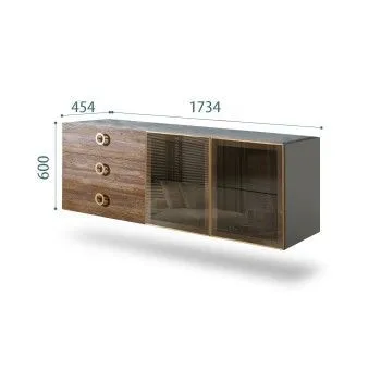 Комод 1.6м Bogemia Fly Wood Fi (Серый) (Novabuk/Золото) БМКМ-4[5]
