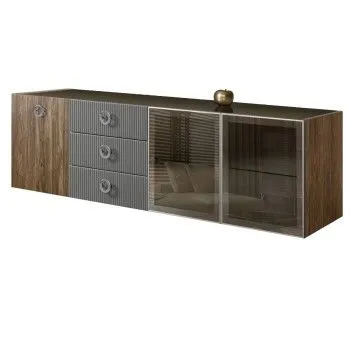 Комод 2.1м Bogemia Woodline Fly Wood Fi (Серый) (Lakobel/Хром) БМКМ-5[5][10]