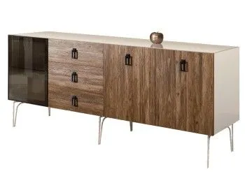 Комод 2.1м Bogemia Wood Fa (Слоновая кость) (Lakobel/Черный) БМКМ-5(Wo)[4]