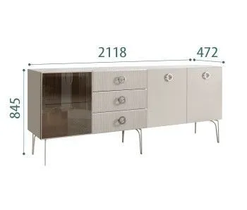 Комод 2.1м Bogemia Fillini (Шелк) (Novabuk/Хром) БМКМ-5(Fi)[4]