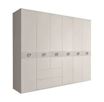 Шкаф 6-ти дверный с ящиками, Bogemia Fillini (Шелк/Хром) БМШ2/61(Fi)