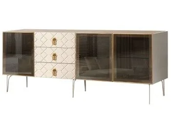 Комод 2.1м Bogemia Farfalle (Слоновая кость) (Novabuk/Золото) БМКМ-5(Fa)[5]