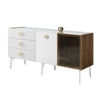 Комод 1.6м Bogemia Woodline Fi (Белый) (Lakobel/Золото) БМКМ-4[5][10]