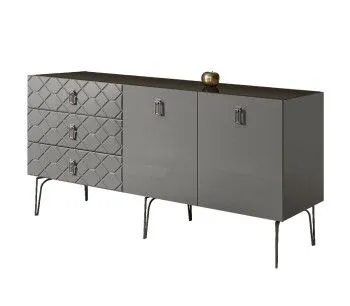 Комод 1.6м Bogemia Farfalle (Серый) (Lakobel/Хром) БМКМ-4(Fa)