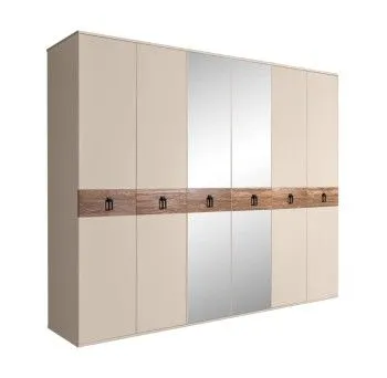 Шкаф 6-ти дв. с зеркалами Bogemia Wood Fa (Ваниль/Черный) БМШ1/6(Wo)