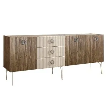 Комод 2.1м Bogemia Woodline Wood Fi (Слоновая кость) (Novabuk/Хром) БМКМ-5