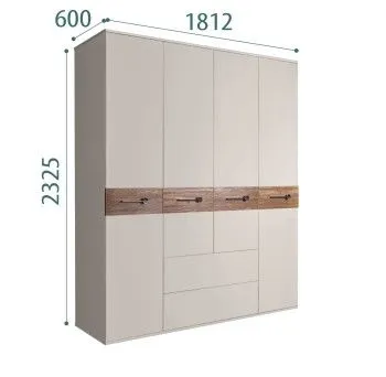 Шкаф 4-х дверный с ящиками, Bogemia Wood Wo (Шелк/Хром) БМШ2/41(Wo)