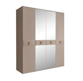 Шкаф 4-х дв. с зеркалами Bogemia Farfalle (Мокка/Золото) БМШ1/4(Fa)