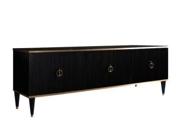 Тумба под телевизор (3 двери) Римини СОЛО (Черный/Золото) РМТ-2(s)