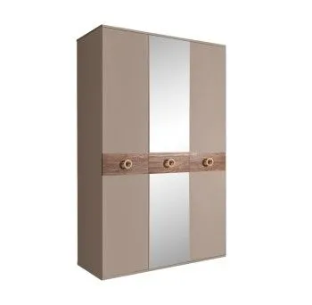 Шкаф 3-х дверный с зеркалом Bogemia Wood Fi (Мокка/Золото) БМШ1/3(Wo)
