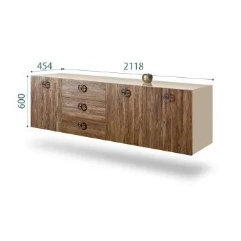 Комод 2.1м Bogemia Fly Wood Fi (Ваниль) (Lakobel/Хром) БМКМ-5