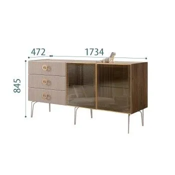 Комод 1.6м Bogemia Woodline Fi (Мокка) (Lakobel/Золото) БМКМ-4[5]