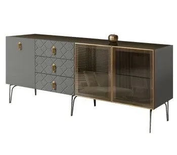 Комод 2.1м Bogemia Farfalle (Серый) (Lakobel/Золото) БМКМ-5(Fa)[5][10]