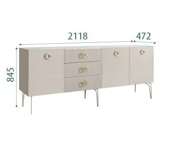 Комод 2.1м Bogemia Fillini (Шелк) (Novabuk/Золото) БМКМ-5(Fi)