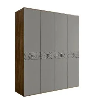 Шкаф 4-х дверный Bogemia Woodline Fa (Серый/Хром) БМШ2/4