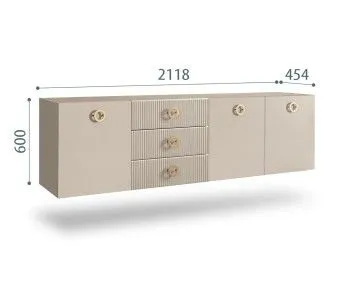 Комод 2.1м Bogemia Fly Fillini (Ваниль) (Novabuk/Золото) БМКМ-5