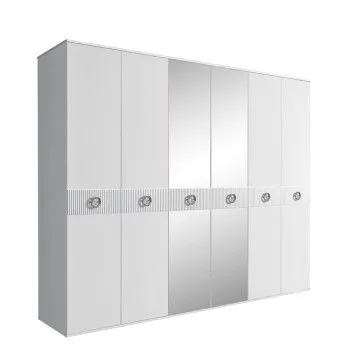 Шкаф 6-ти дв. с зеркалами Bogemia Fillini (Белый/Хром) БМШ1/6(Fi)