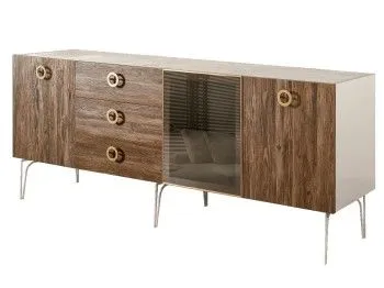 Комод 2.1м Bogemia Wood Fi (Слоновая кость) (Novabuk/Золото) БМКМ-5(Wo)[4]