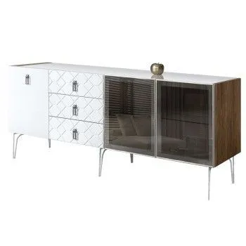 Комод 2.1м Bogemia Woodline Fa (Белый) (Lakobel/Хром) БМКМ-5[5][10]