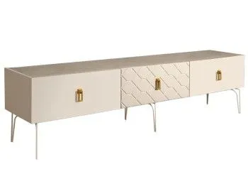 Тумба под телевизор 2.1м Bogemia Farfalle (Слоновая кость) (Novabuk/Золото) БМТ-2(Fa)[10]