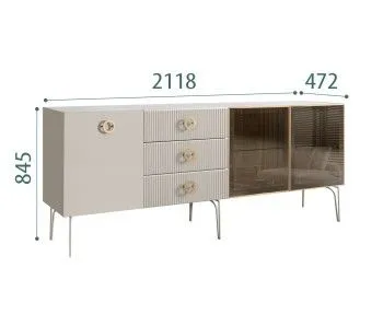 Комод 2.1м Bogemia Fillini (Шелк) (Novabuk/Золото) БМКМ-5(Fi)[5][10]