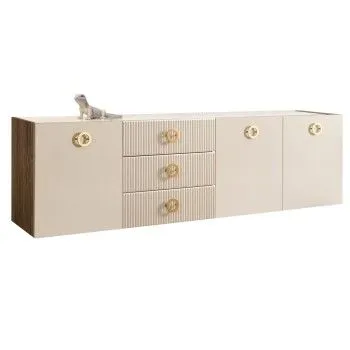 Комод 2.1м Bogemia Woodline Fly Fi (Слоновая кость) (Lakobel/Золото) БМКМ-5