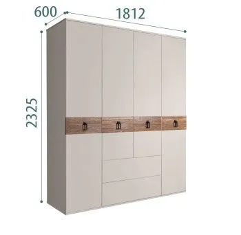 Шкаф 4-х дверный с ящиками, Bogemia Wood Fa (Шелк/Черный) БМШ2/41(Wo)