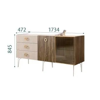 Комод 1.6м Bogemia Woodline Wood Fi (Ваниль) (Lakobel/Золото) БМКМ-4[5][10]