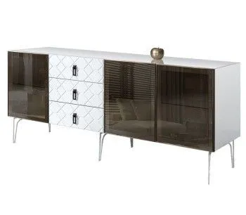 Комод 2.1м Bogemia Farfalle (Белый) (Lakobel/Черный) БМКМ-5(Fa)[5]