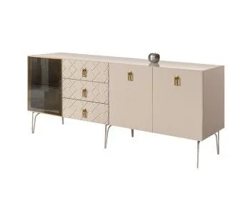 Комод 2.1м Bogemia Farfalle (Ваниль) (Lakobel/Золото) БМКМ-5(Fa)[4]