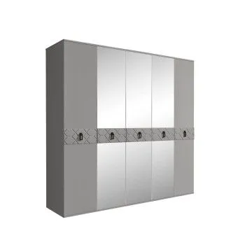 Шкаф 6-ти дв. с зеркалами Bogemia Farfalle (Серый/Черный) БМШ1/6(Fa)