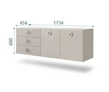 Комод 1.6м Bogemia Fly Fillini (Шелк) (Novabuk/Хром) БМКМ-4
