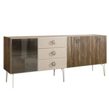 Комод 2.1м Bogemia Woodline Wood Fi (Слоновая кость) (Novabuk/Хром) БМКМ-5[4]