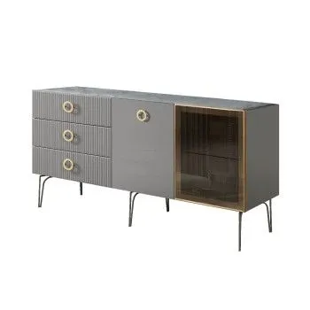 Комод 1.6м Bogemia Fillini (Серый) (Novabuk/Золото) БМКМ-4(Fi)[5][10]