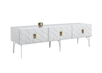 Тумба под телевизор 1.6м Bogemia Farfalle (Белый) (Lakobel/Золото) БМТ-1(Fa)