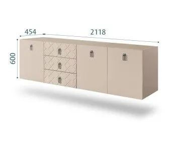 Комод 2.1м Bogemia Fly Farfalle (Ваниль) (Novabuk/Хром) БМКМ-5