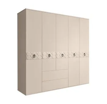 Шкаф 5-ти дверный с ящиками, Bogemia Farfalle (Ваниль/Хром) БМШ2/51(Fa)