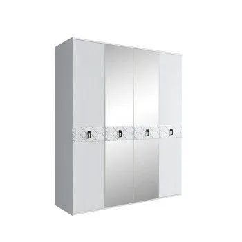 Шкаф 4-х дв. с зеркалами Bogemia Farfalle (Белый/Черный) БМШ1/4(Fa)