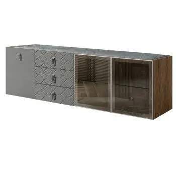 Комод 2.1м Bogemia Woodline Fly Fa (Серый) (Novabuk/Хром) БМКМ-5[5][10]