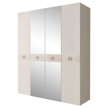 Шкаф 4-х дв. с зеркалами Bogemia Fillini (Слоновая кость/Золото) БМШ1/4(Fi)