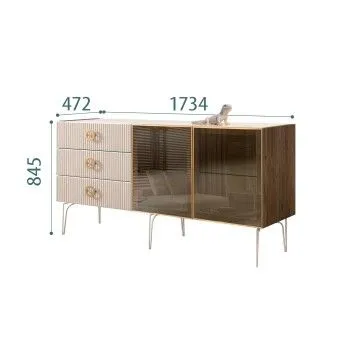 Комод 1.6м Bogemia Woodline Fi (Ваниль) (Lakobel/Золото) БМКМ-4[5]