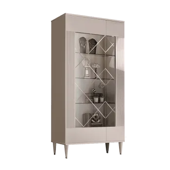 Витрина 2-ств. Римини СОЛО (Бежевый/Серебро) (Левая) РМВ2-2С(s)